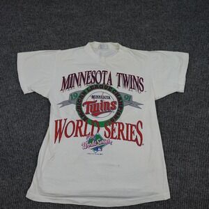 Vintage Minnesota Twins Shirt Mens Medium White MLB 1991 World Series CCI